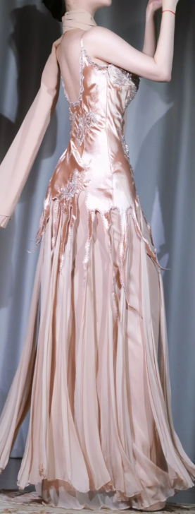 ✨Girlhomeshops-Nude Pink Spaghetti Strap 3D Floral Beaded Chiffon Mermaid Party Dress gh10015