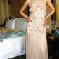 Light Champagne Vintage Beaded Spaghetti Strap Fitted Waist Long Luxury Prom & Evening Party Dress gh8378