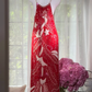 Red Heavy Beaded Sequin Maxi Evening Dress, V Neck Thin Strap Vintage Gatsby Formal Gown, High Slit Embroidered Party Prom Dress gh9490