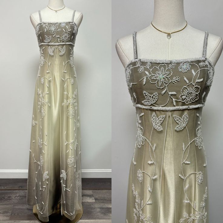 Robe de soirée longue en tulle, magnifique robe de soirée, dégradé rétro, exquise, perlée, élégante, couleur champagne, robe de bal, gh3192