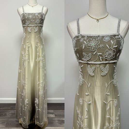 Robe de soirée longue en tulle, magnifique robe de soirée, dégradé rétro, exquise, perlée, élégante, couleur champagne, robe de bal, gh3192
