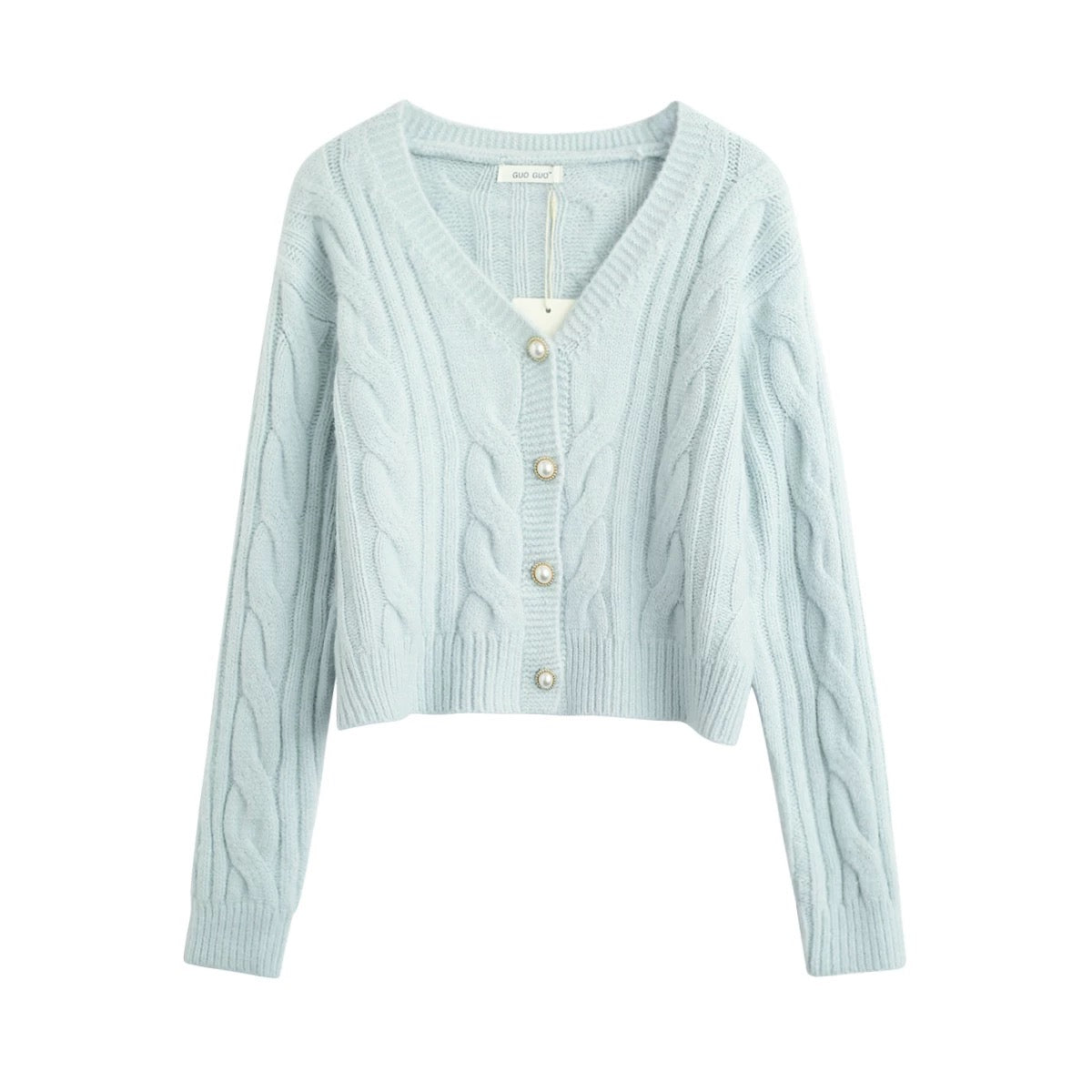 Pull cardigan tricoté à boutons avec bijoux artificiels, mode automne et hiver 7461