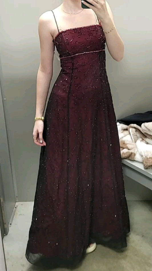 girlhomeshops - Robe florale rétro, robe bordeaux gh6124