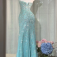 Turquoise Strapless Sweetheart Fully Beaded Gradient Mermaid Evening Dress, Prom Gown gh9511