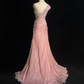 ✨Girlhomeshops-One Shoulder Dusty Pink Beaded Chiffon Mermaid Evening Gown gh10278