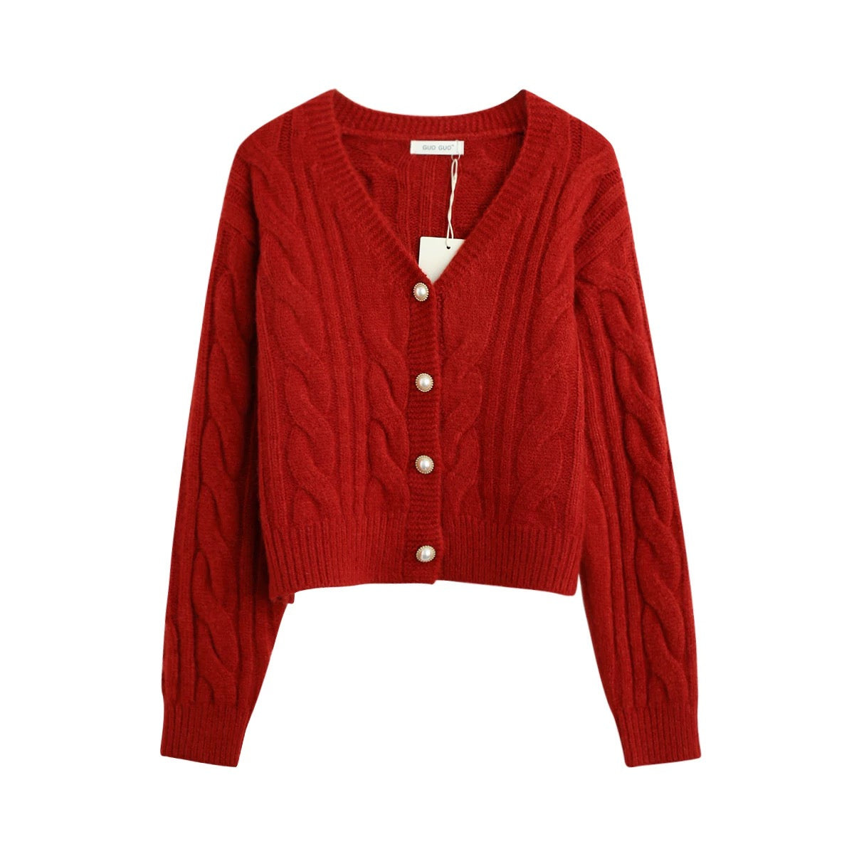 Pull cardigan tricoté à boutons avec bijoux artificiels, mode automne et hiver 7461