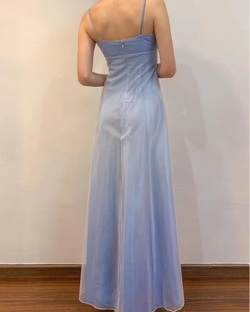 Purple Shiny Fashion Spaghetti Strap Long Elegant Tulle Ball Gown Evening Dress Party Dress gh3434