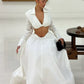 Chic Luxury Edgy Style Cutout Set Dress | White Shirt-Style Bandeau + Ballgown Maxi Skirt for Art Exhibition Gala Luxury Social Outfit gh6437