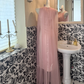 Light Pink Sleeveless Straight Long Vintage Romantic Dress gh7509