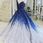 Blaues, glänzendes, elegantes V-Ausschnitt-Applikations-Farbverlaufs-Langballkleid, Ballkleid, Abendkleid, Zeremoniekleid für Erwachsene, gh3104
