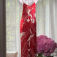 Red Heavy Beaded Sequin Maxi Evening Dress, V Neck Thin Strap Vintage Gatsby Formal Gown, High Slit Embroidered Party Prom Dress gh9490