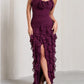Purple Elegant Sexy Spaghetti Strap Ankle Length Chiffon Ruffle prom Evening Dress Party Dress gh3320