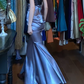 Dusty Purple Vintage Prom Dress Strapless Black Tulle Twist Bust Ruched Satin Mermaid Long Evening Gown With Side Slit gh9628
