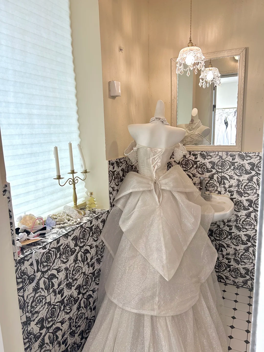 Ivory Strapless Beaded Waist-Cinched Voluminous Skirt Long Romantic Dress, Wedding Gown gh7726