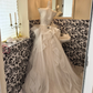 Ivory Spaghetti Strap Waist-Cinched Multi-Layer Voluminous Skirt Long Elegant Romantic Dress, Wedding Gown gh7590