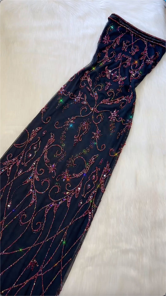 Gorgeous Bodycon Off Shoulder Exquisite Beaded Long Tulle Ball Gown Evening Dress gh3156