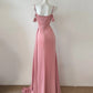 Robe de soirée longue et élégante en satin rose, tenue de bal sexy avec fente latérale, gh4050