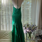 Green Gorgeous Shiny Fashion Elegant Delicate Lace Beading Long Satin Chiffon Fairy Ball Gown Evening Dress Birthday/Wedding Guest/Holiday Party Dress Prom Dress Valentine's Day Date Dress gh4037