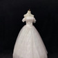 Blush Pink Off-the-Shoulder Vintage Elegant Romantic Gown, Cinched Waist, Voluminous Flared Skirt, Wedding Dress & Bridal Gown gh8138