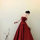 girlhomeshops- Red Long Sleeve Off-The-Shoulder Bodycon Satin Floor-Length Ball Gown Prom Dress gh5962