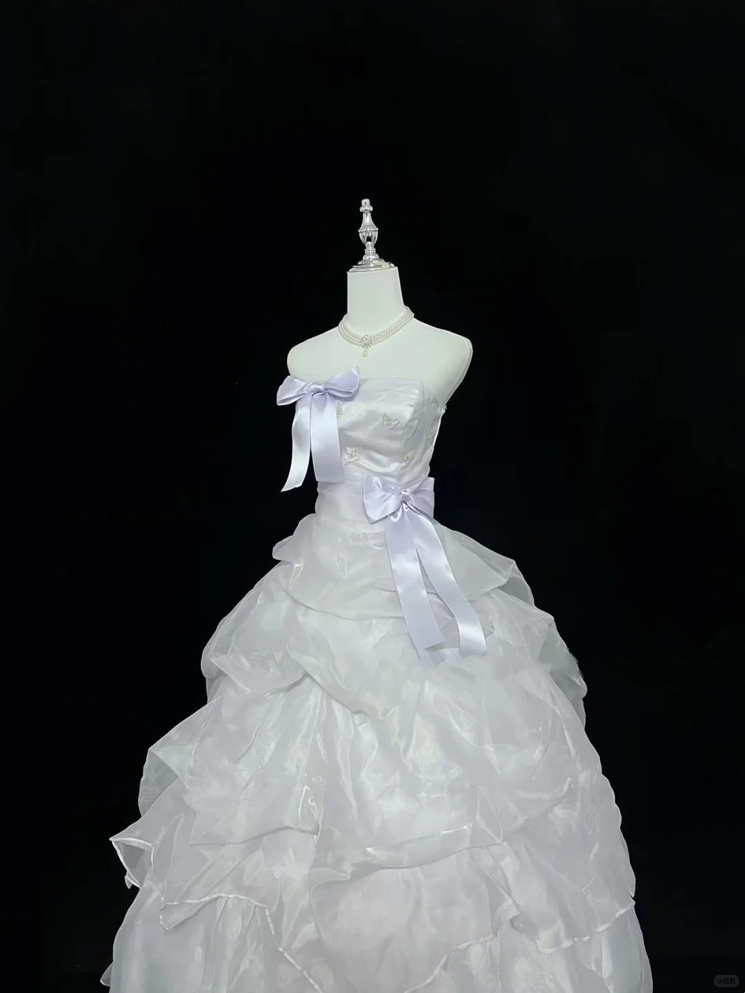 Lavender Ombre Strapless Bow Cinched Waist Voluminous Princess Skirt Long Romantic Dress, Wedding Gown gh8004