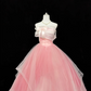 Blush Pink Butterfly Girly Strapless Cinched Waist Voluminous Skirt Romantic Dress, Wedding Gown gh7870