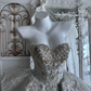 High-End Gray Strapless Beaded Fitted Waist Prom Gown, Evening Gown & Bridal Wedding Gown gh7350