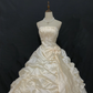 Light apricot strapless romantic gown with cinched waist and voluminous princess skirt, wedding dress & bridal gown gh8223