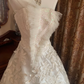Ivory Strapless Sequin Fitted Waist Voluminous Skirt Prom Gown, Birthday Dress, Bridal Wedding Gown gh7269