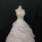 Blush Pink Floral Strapless Wedding Dress, Cinched Waist, Tiered Cake Skirt gh8269