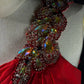 girlhomeshops-Glamouröses, glänzendes, rotes Ballkleid mit einer Schulter und Kristallen, gh5849