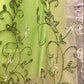 Robe de soirée longue en satin et tulle, style vintage, verte, exquise, perlée, motif floral, gh4433