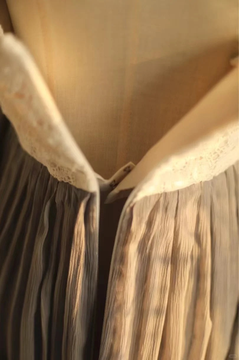 Graues Vintage-Heimkehrkleid aus Spitze, kurzes Chiffon-Ballkleid, gh4497