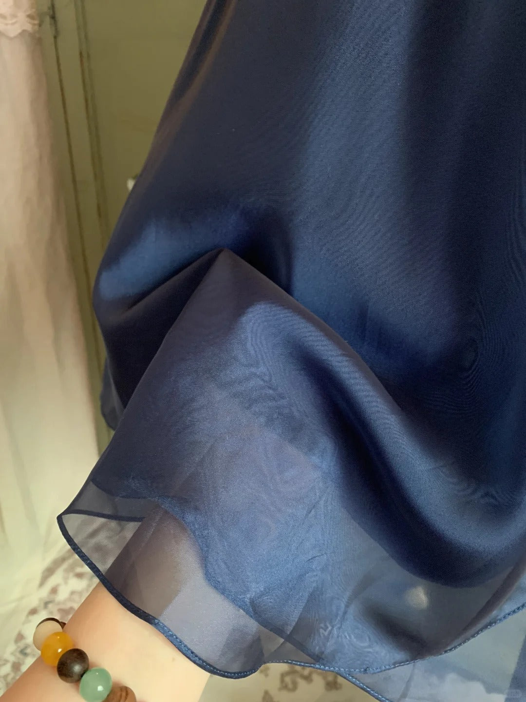 Robe de soirée courte en mousseline de soie et tulle, élégante et scintillante, bleue, pour fête d'anniversaire, bal de promo, gh3921