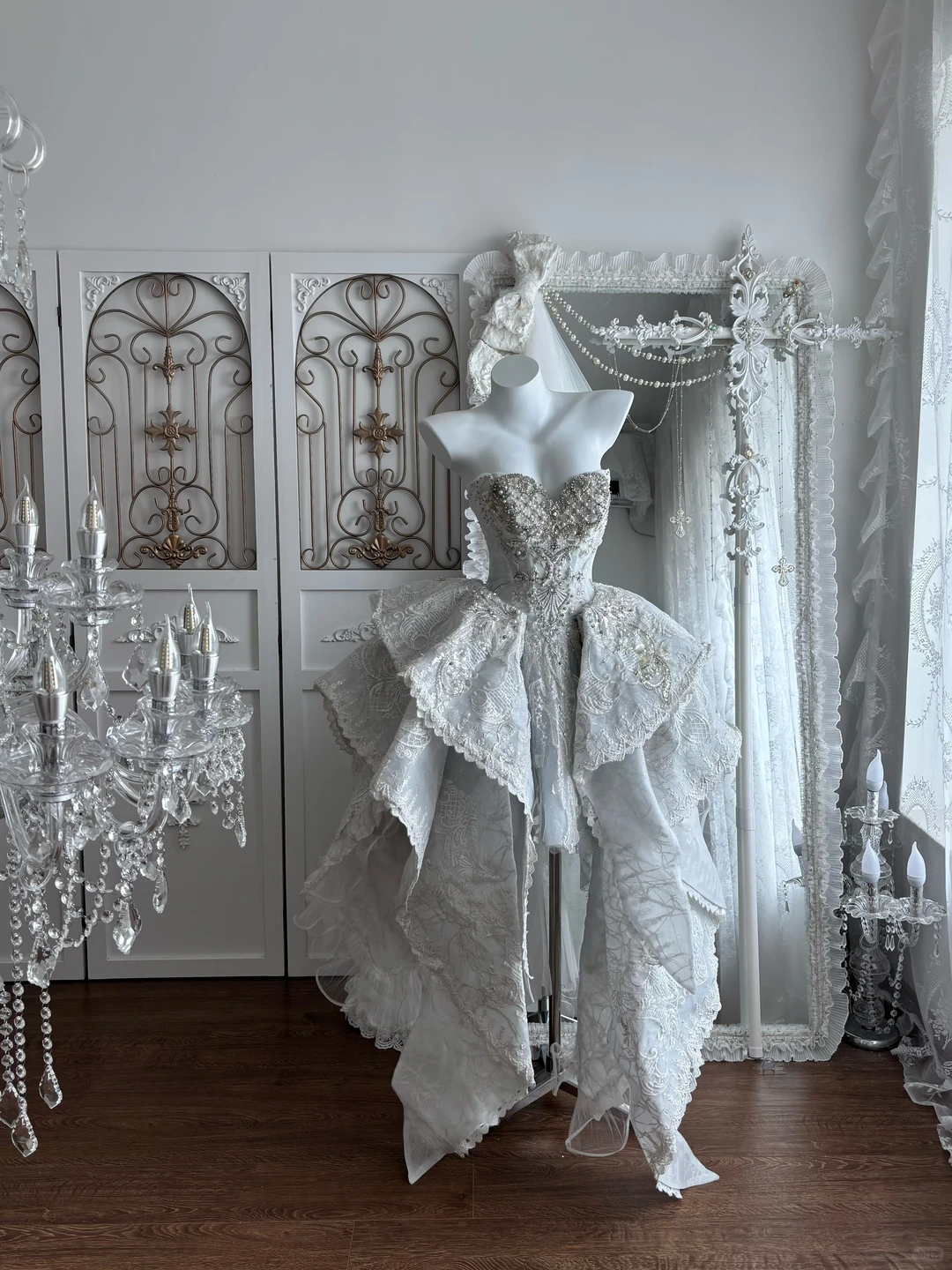 High-End Gray Strapless Beaded Fitted Waist Prom Gown, Evening Gown & Bridal Wedding Gown gh7350