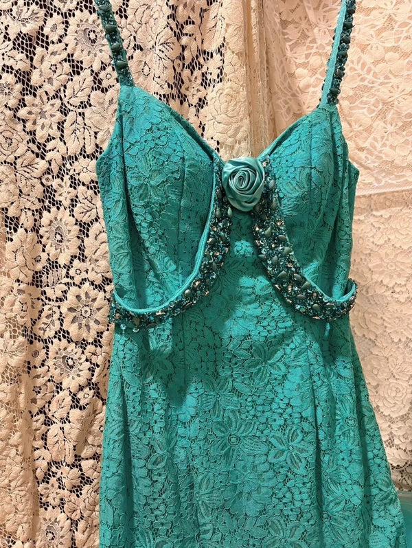 Robe de soirée sirène longue en mousseline de soie et dentelle, rose, perlée, magnifique, gh4443