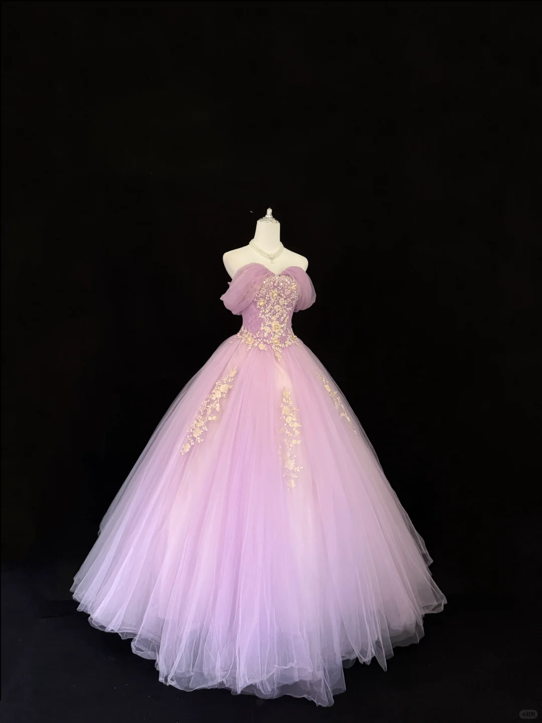 Lavender Off-the-Shoulder Cinched Waist Voluminous Tulle Skirt Romantic Dress, Wedding Gown gh7835