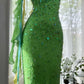 Green Beautiful Charming Fashion Elegant Sparkling Exquisite Sequin Beaded Long Chiffon Ball Gown Evening Gown Birthday Party Gown Prom Gown Graduation Gown gh3946