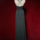 Halter Dark Grey Chiffon Prom Dress U Cutout Neck Silver Rhinestone Beaded Formal Dress gh9552