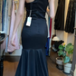 Black One Shoulder 3D Bow Sequin Ruched Mermaid Long Evening Prom Dress gh9758