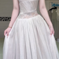 Ivory Vintage Sleeveless Long Prom Gown, Square Neck Lace Cutout Waist Pleated Chiffon A‑Line Evening Dress for Wedding Party gh8958