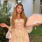 Robe de soirée longue rose rétro en dentelle, col carré, élégante, à la mode, gh3785