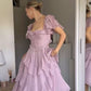 Robe de soirée longue en mousseline de soie et tulle, élégante et vintage, violette, tenue de soirée, de mariage, d'anniversaire, gh4062