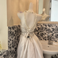 Ivory Strapless With Silver Decorations Waist-Cinched Figure-Flattering Long Romantic Dress, Wedding Gown gh7738