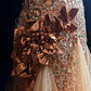 ✨Girlhomeshops-Strapless Dusty Orange 3D Flower Beaded Tulle Mermaid Evening Gown gh10280