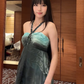 Light Green Vintage Ombre Halter Luxury Prom & Evening Party Dress gh8397