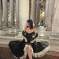 Black and White Princess Cute and Elegant A-line Spaghetti Straps Long Satin Tulle Party Dress Evening Dress Prom Dress Homecoming Dress gh4196