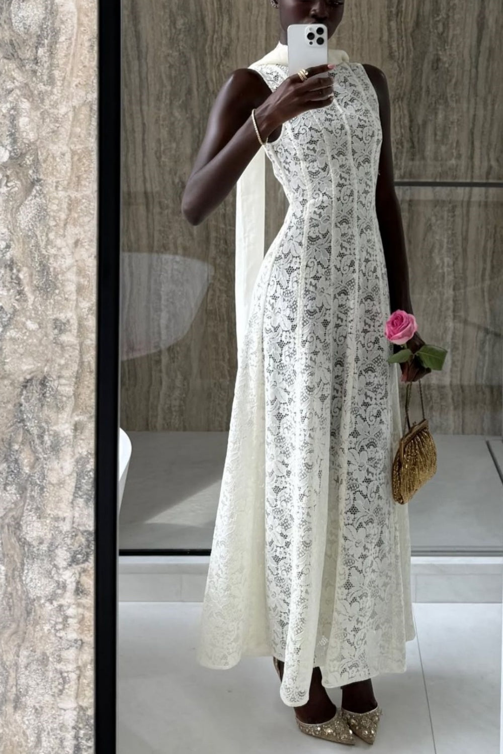 girlhomeshops - Robe de bal longue et fine en dentelle blanche exquise gh5931