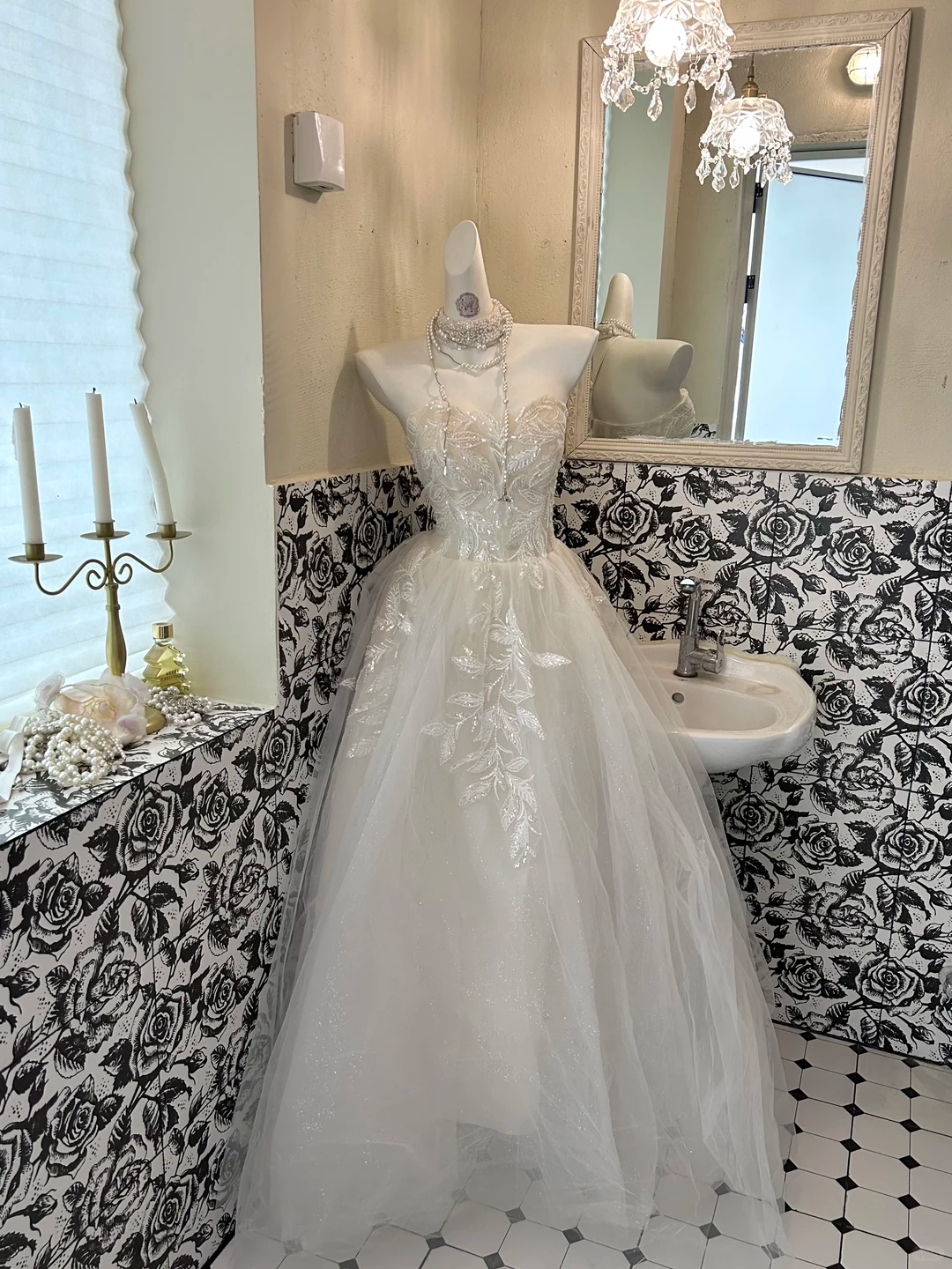 Ivory Strapless Embroidered Waist-Cinched Voluminous Skirt Long Romantic Dress, Wedding Gown gh7715
