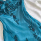 Blue shiny fashion exquisite beaded spaghetti strap long chiffon ball gown evening dress party dress gh3405